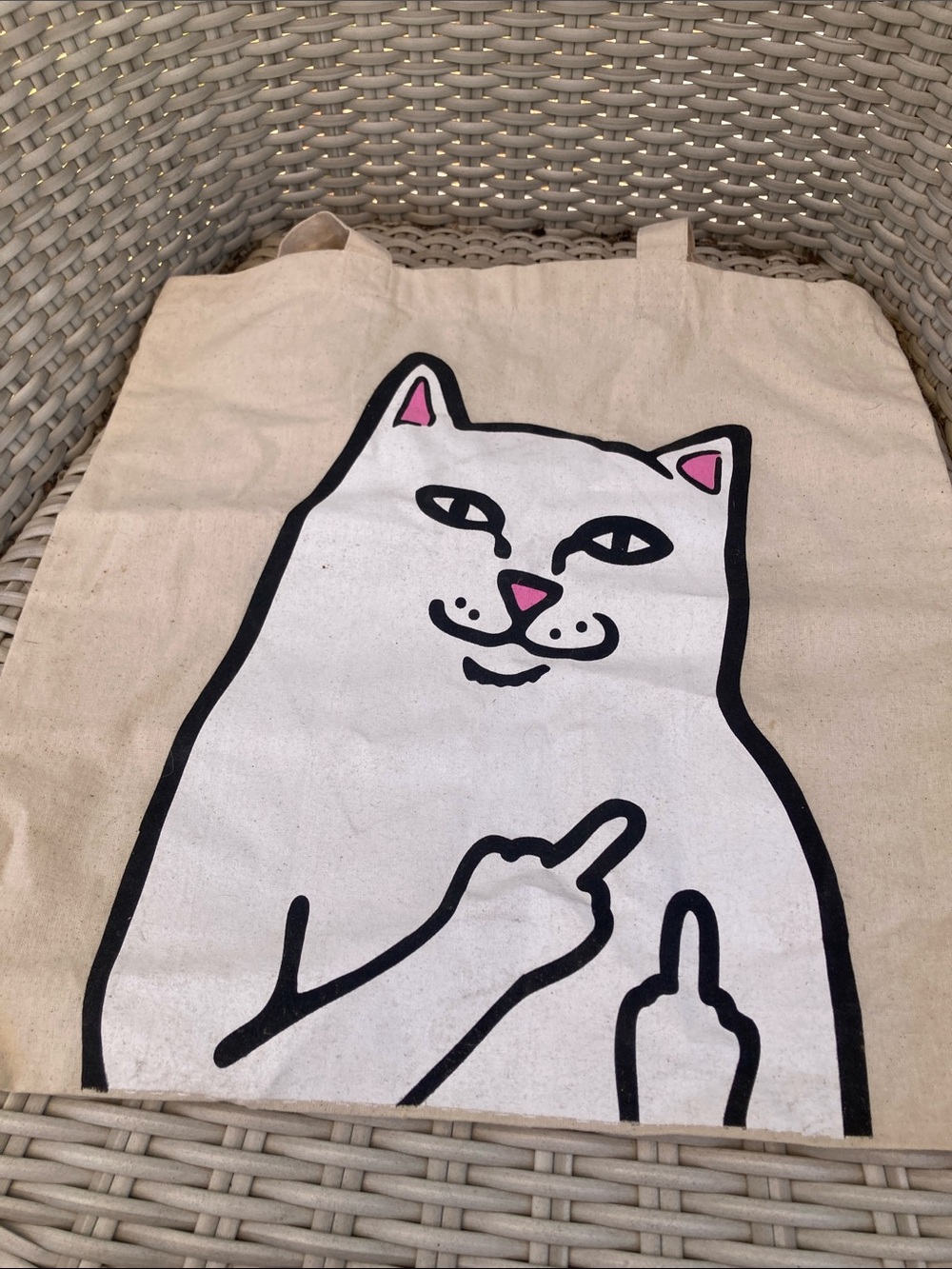 Ripndip Natural Canvas Tote with classic Nermal the Cat pose, unisex